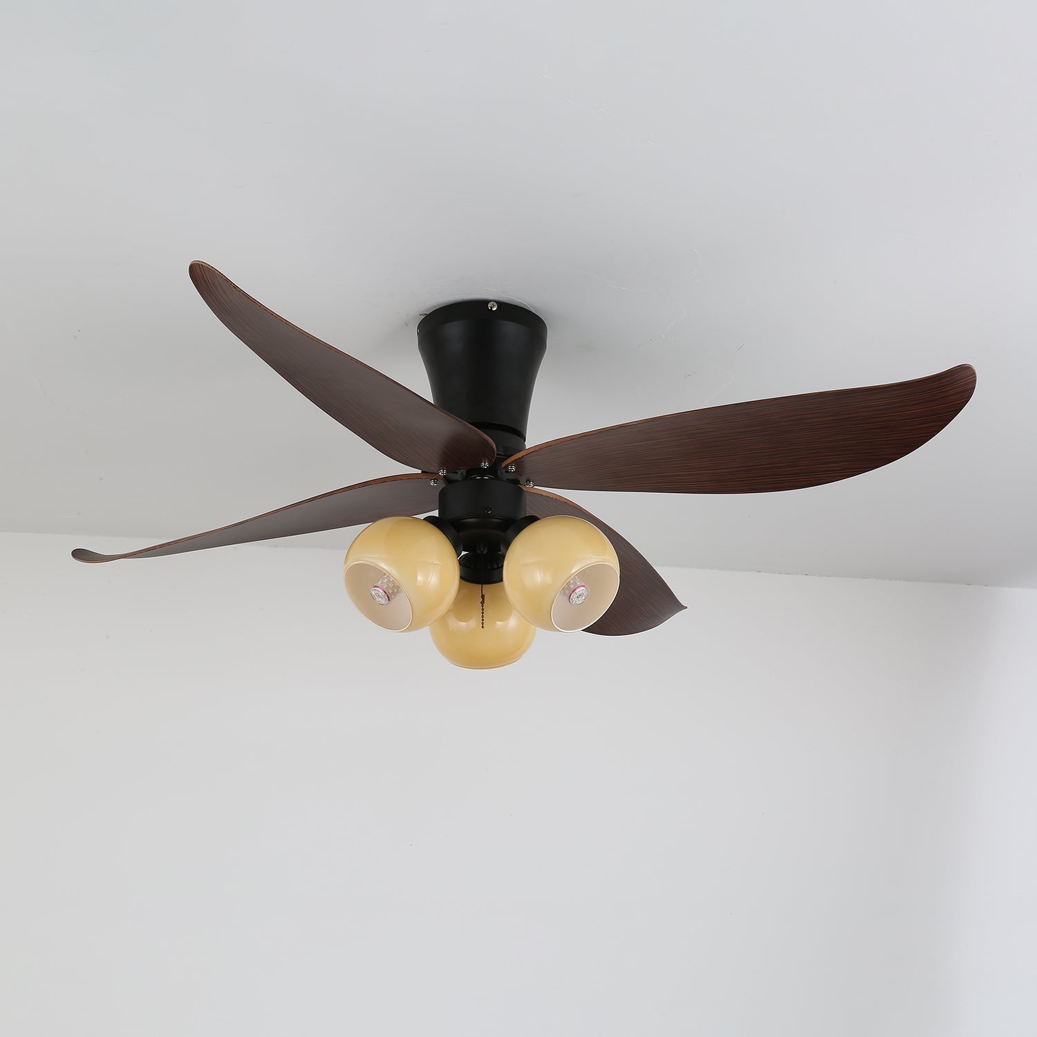 Lunair Vintage Wood Glass Ceiling Fan Light