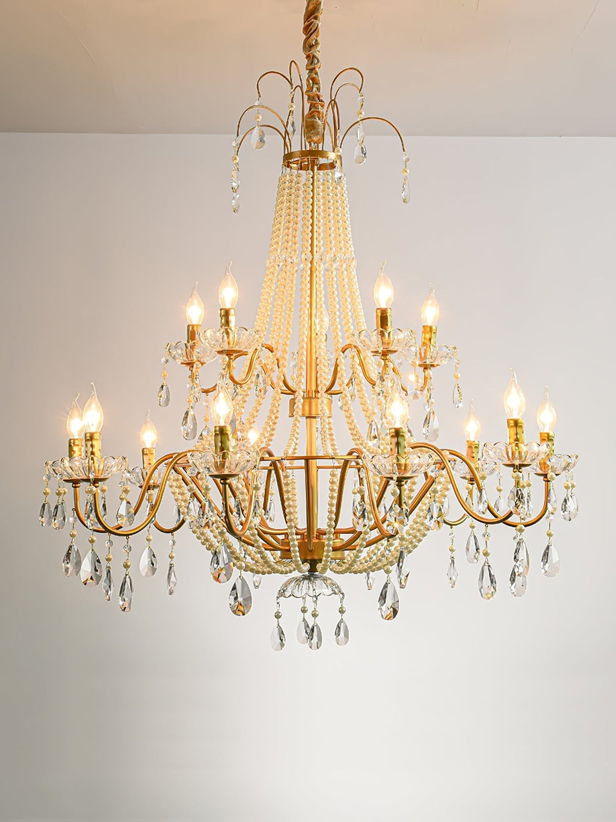 Eurvaros Vintage Crystal Brass Chandelier