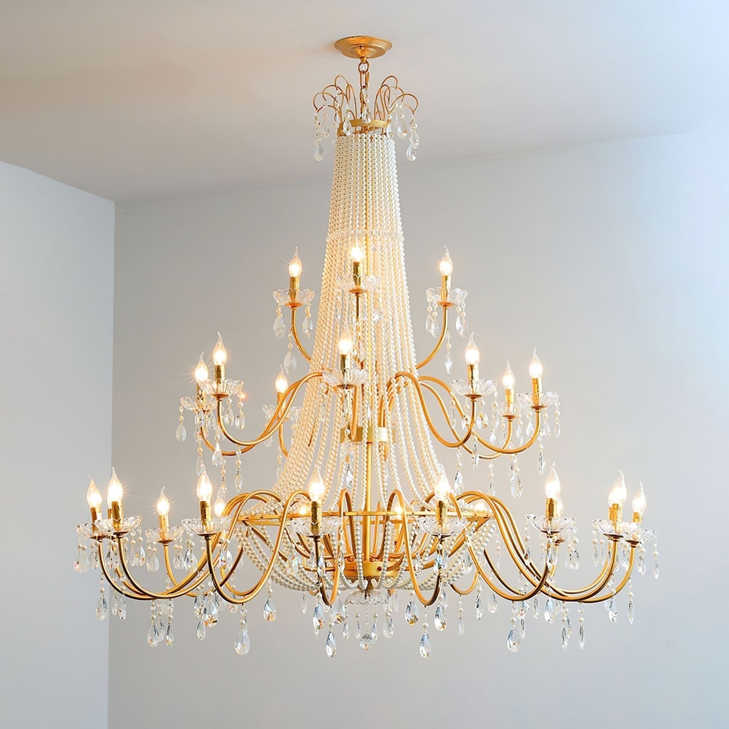 Eurvaros Vintage Crystal Brass Chandelier