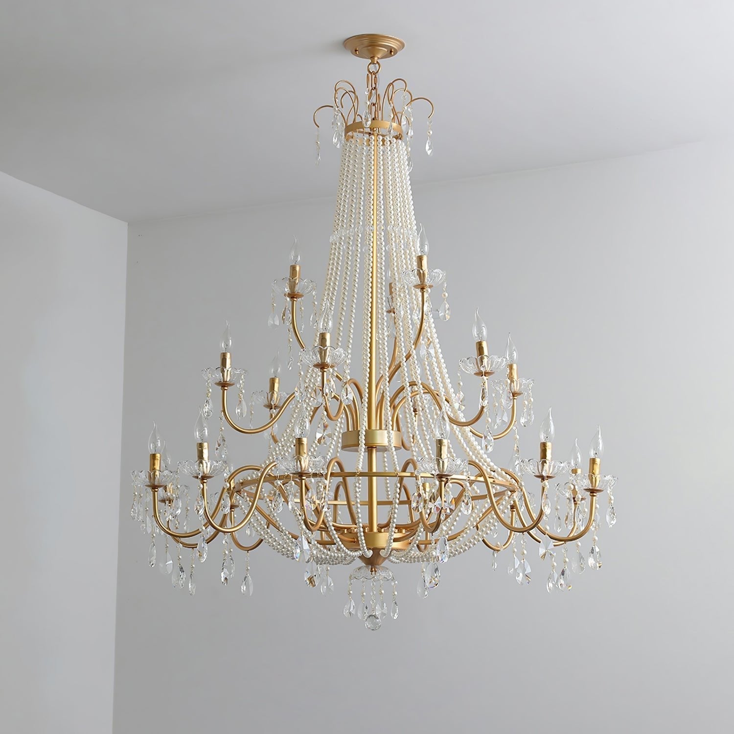 Eurvaros Vintage Crystal Brass Chandelier