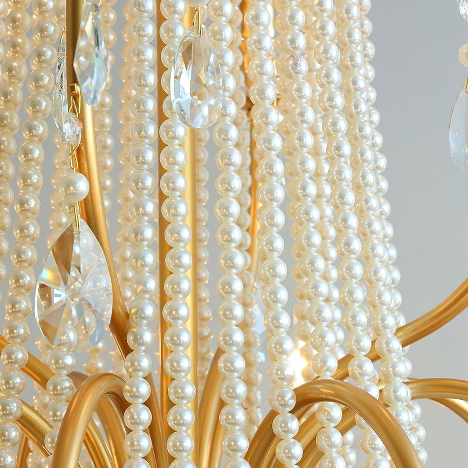 Eurvaros Vintage Crystal Brass Chandelier - Neutral Decor
