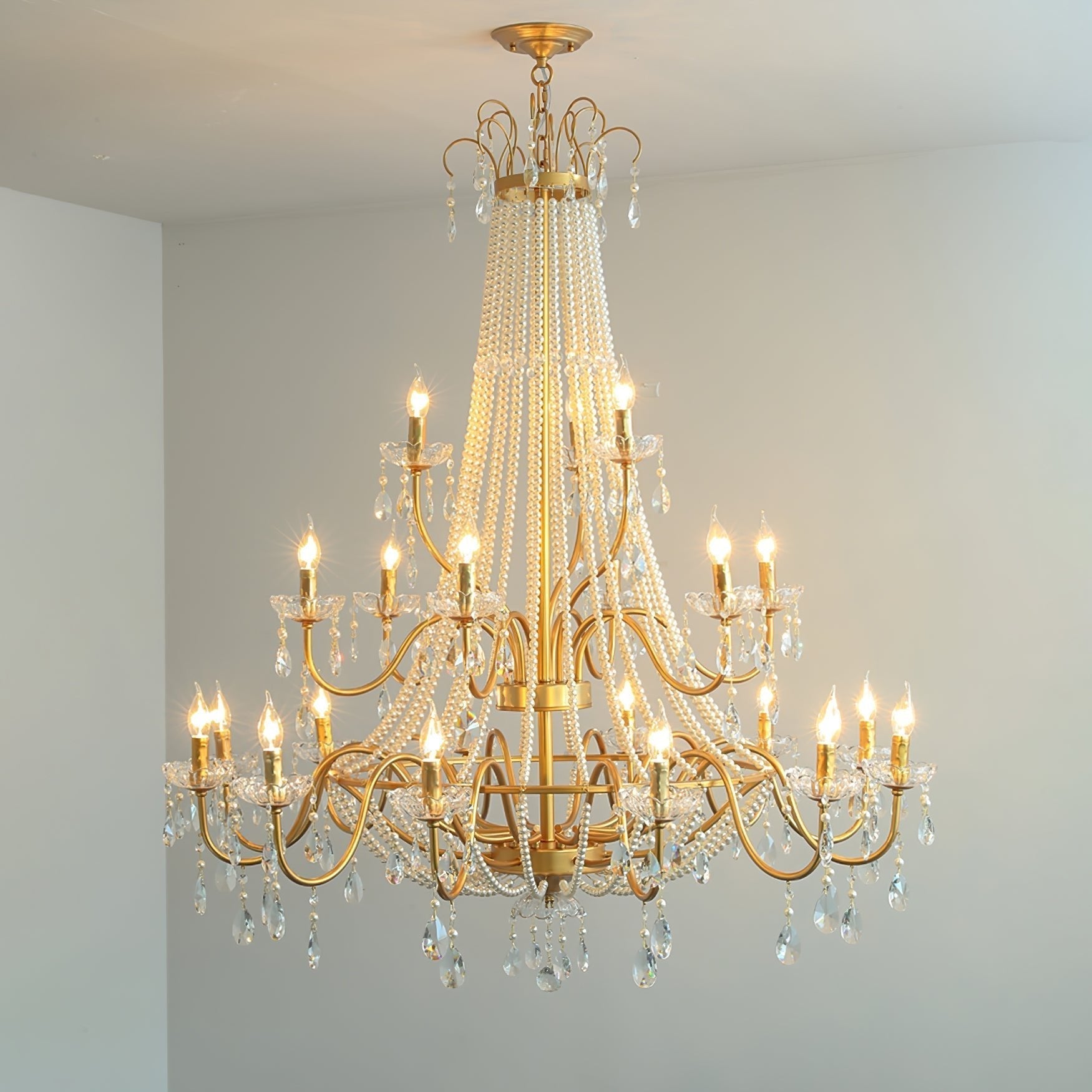 Eurvaros Vintage Crystal Brass Chandelier