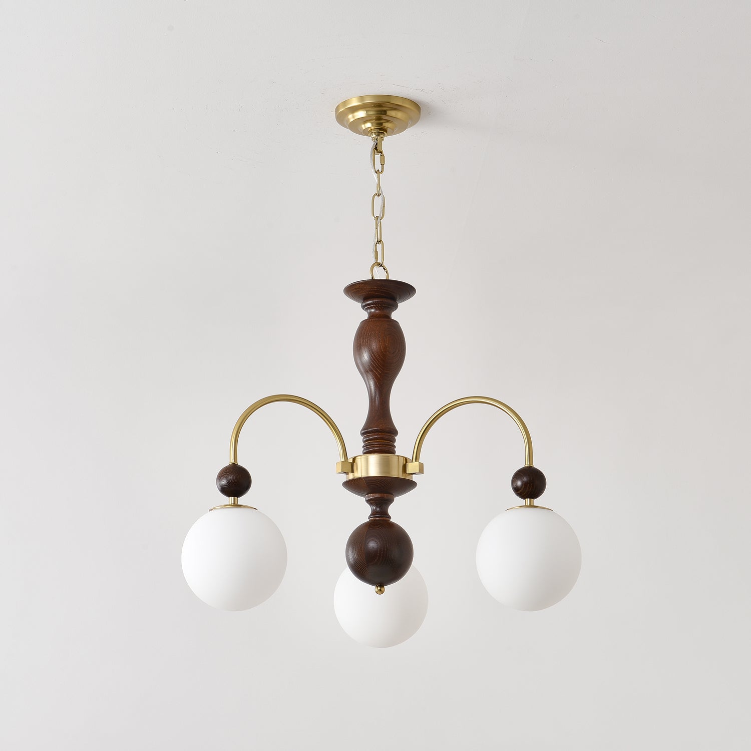 Sylenise Pendant Lamp Walnut Brass Globe Vintage
