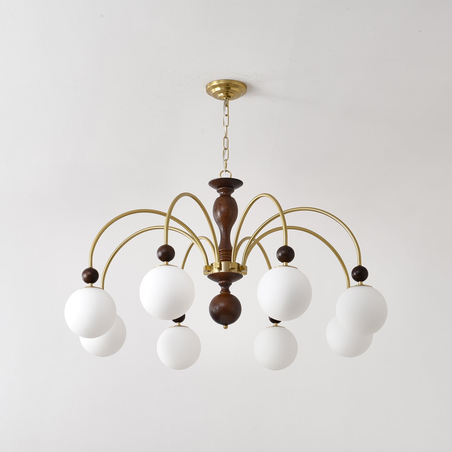 Sylenise Pendant Lamp Walnut Brass Globe Vintage
