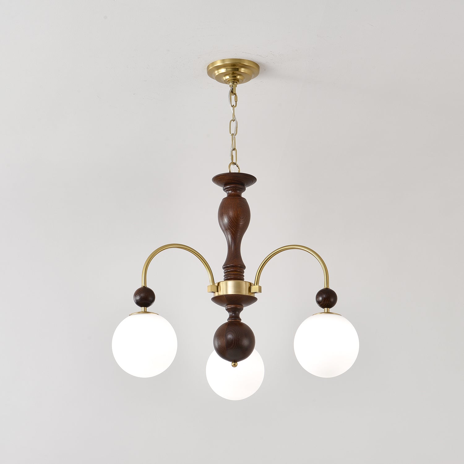 Sylenise Pendant Lamp Walnut Brass Globe Vintage