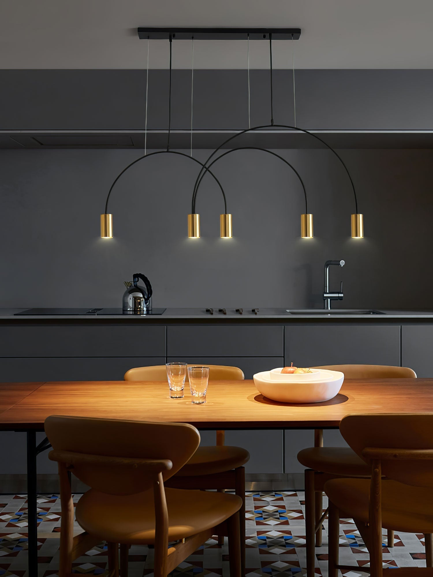 Noriel Pendant Lamp Overlapping Cylinder Minimalist Dining Room