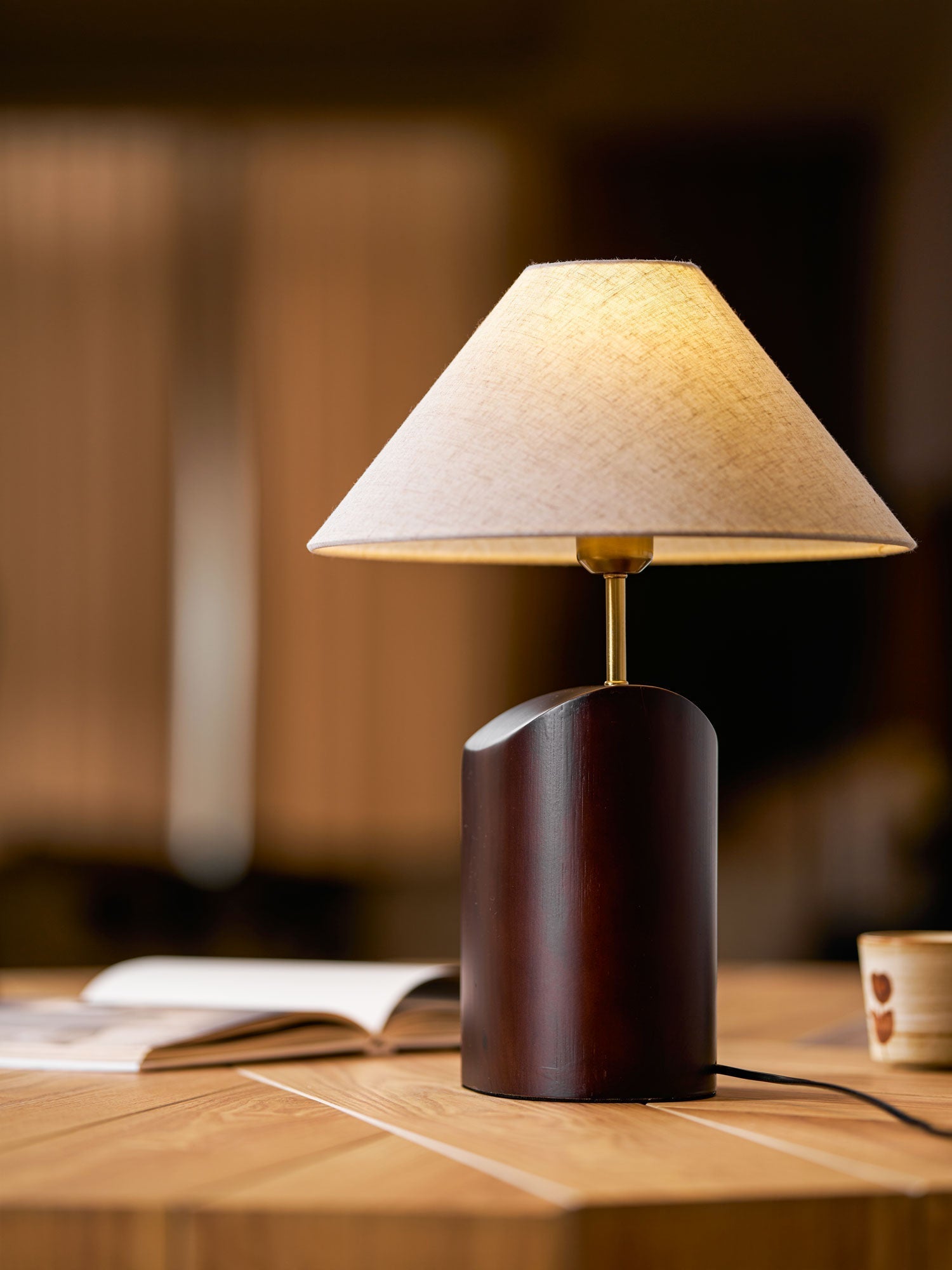 Halene Wood Fabric Table Lamp