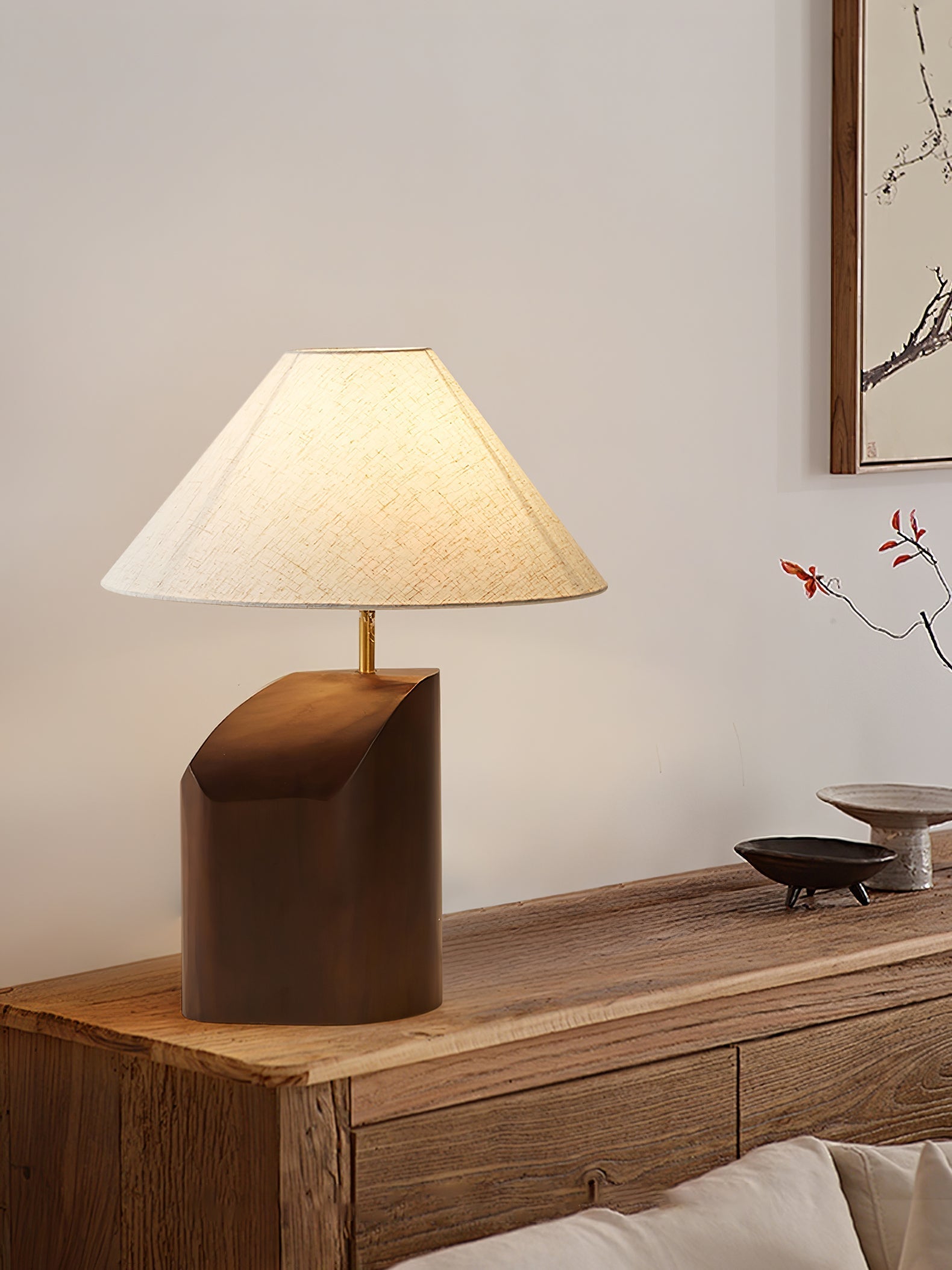 Halene Wood Fabric Table Lamp