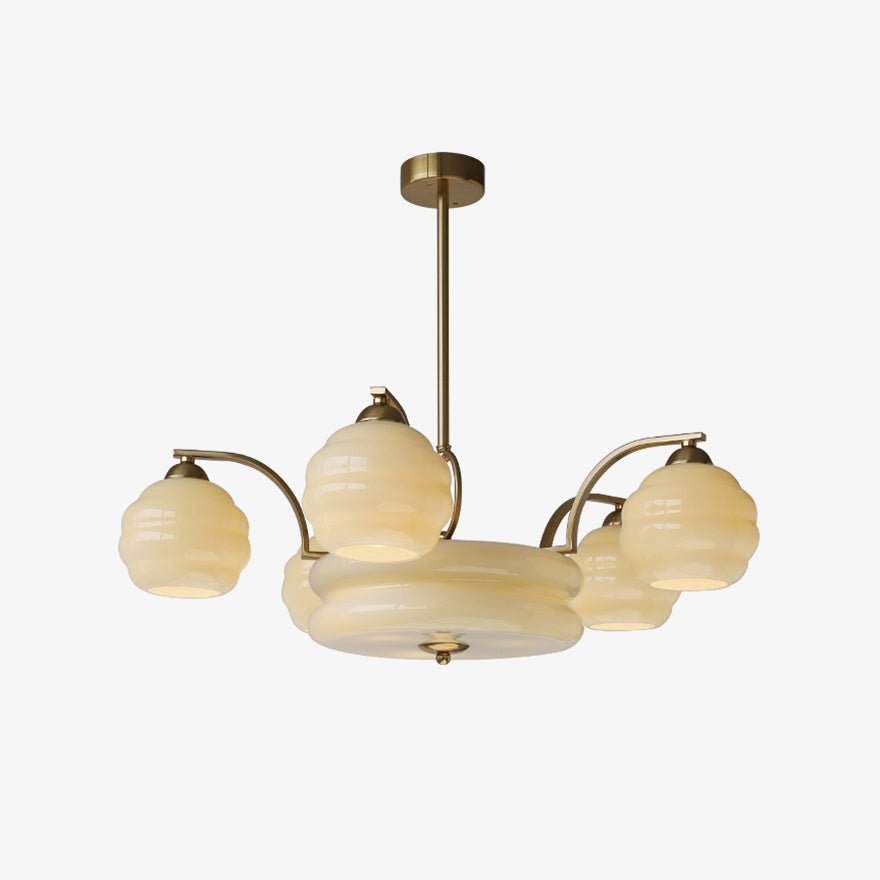 Celeelle Chandelier Art Deco Vintage Gold Glass Shades