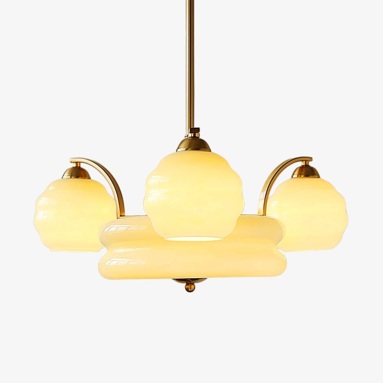 Celeelle Chandelier Art Deco Vintage Gold Glass Shades