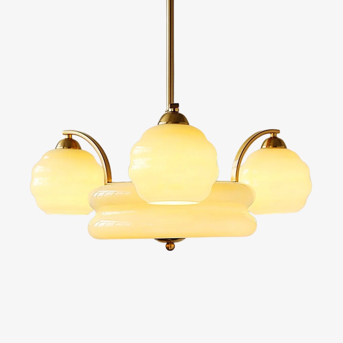 Celeelle Chandelier Art Deco Vintage Gold Glass Shades