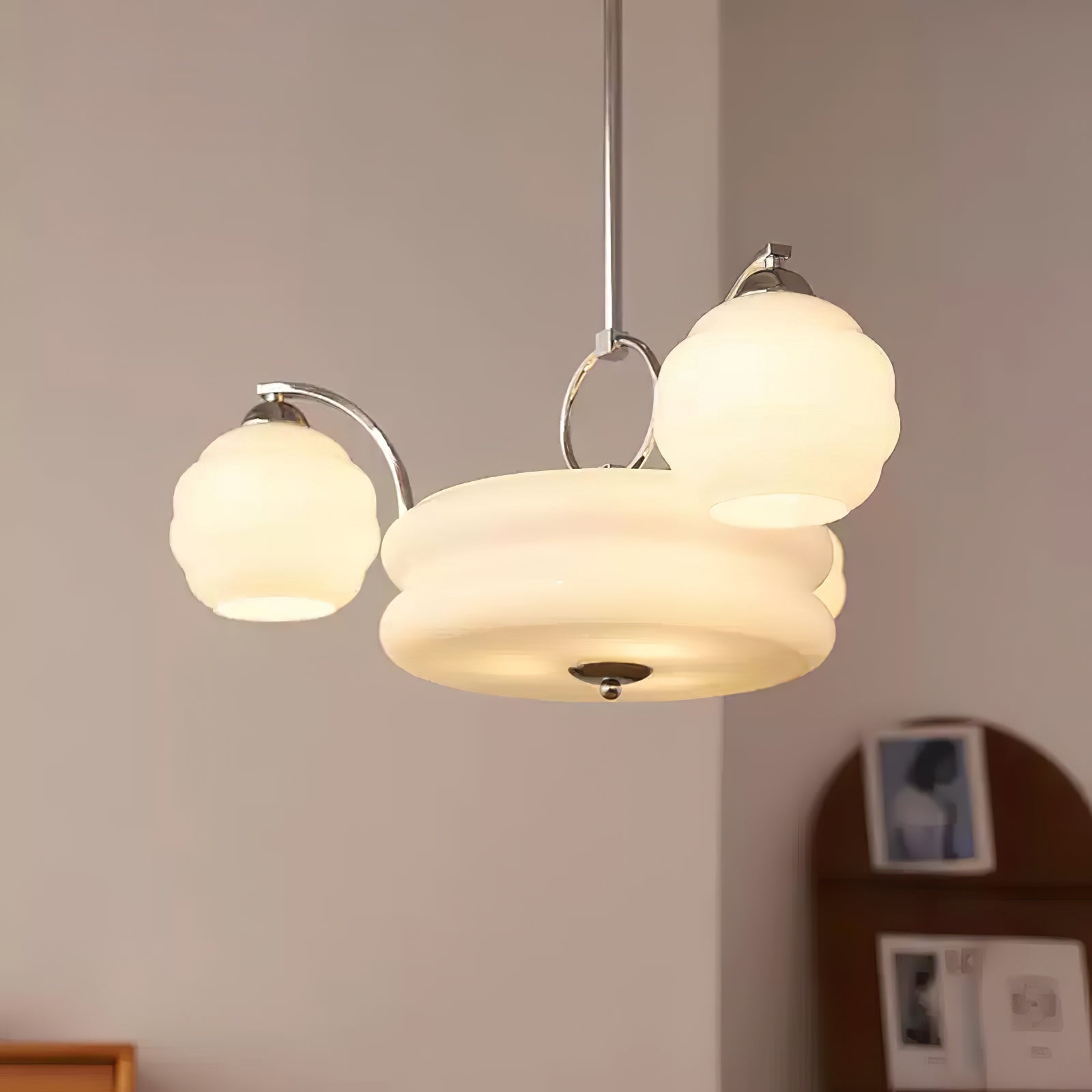Celeelle Chandelier Art Deco Vintage Gold Glass Shades