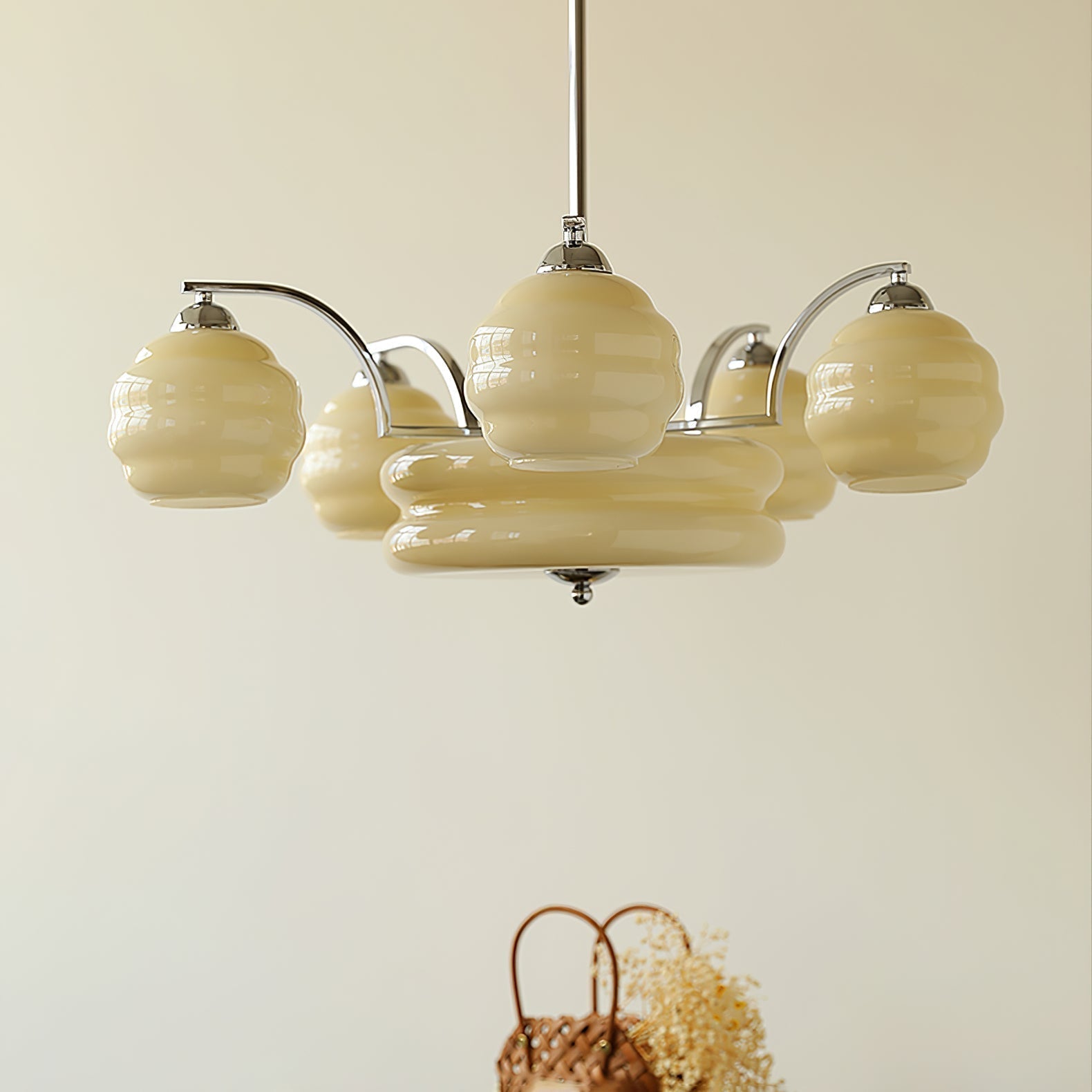 Celeelle Chandelier Art Deco Vintage Gold Glass Shades