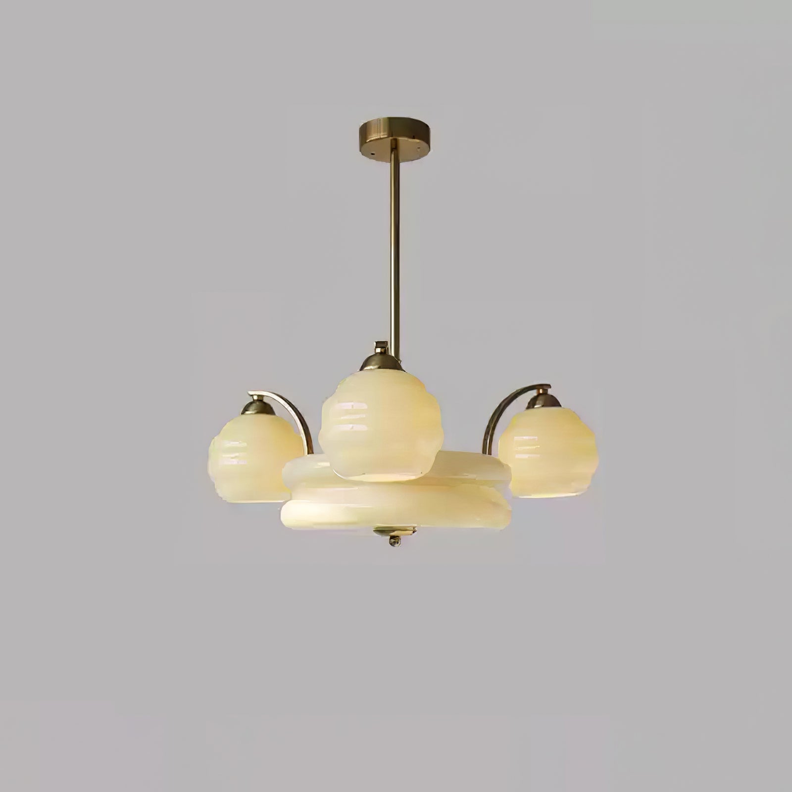 Celeelle Chandelier Art Deco Vintage Gold Glass Shades