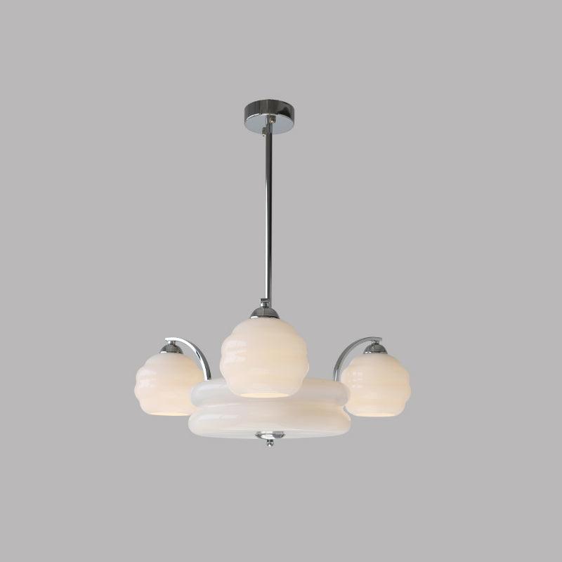 Celeelle Chandelier Art Deco Vintage Gold Glass Shades