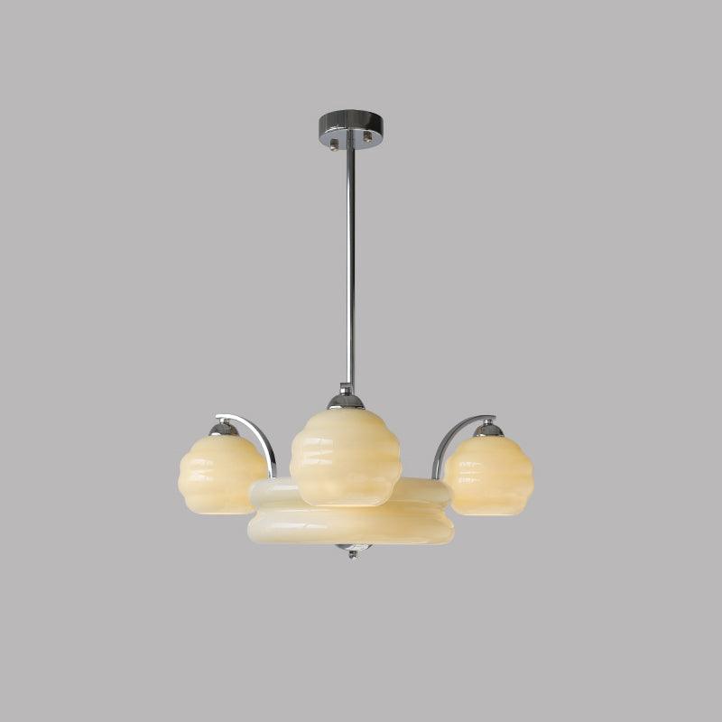 Celeelle Chandelier Art Deco Vintage Gold Glass Shades