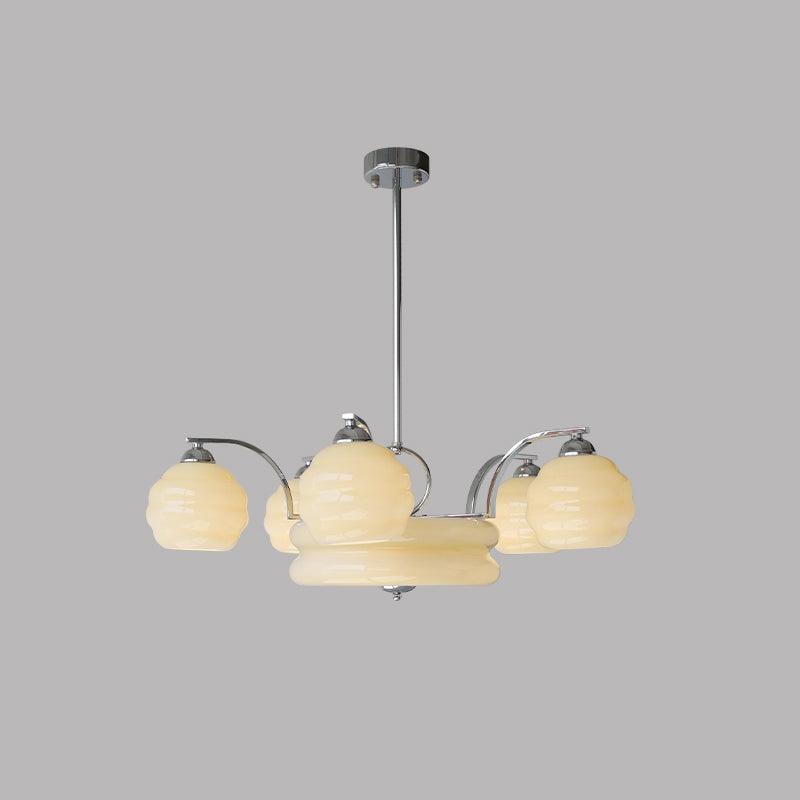 Celeelle Chandelier Art Deco Vintage Gold Glass Shades