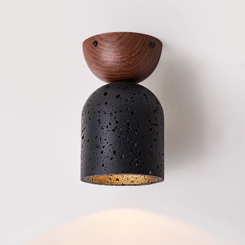 Finn Focused Black Travertine Ceiling Lamp