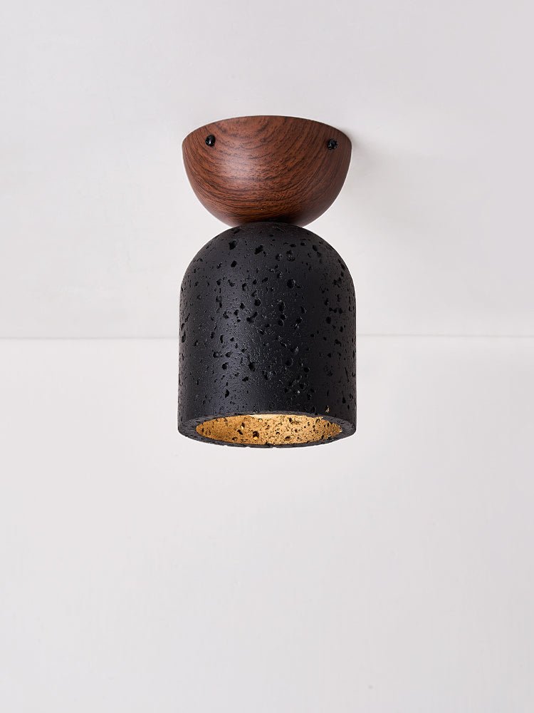 Finn Focused Black Travertine Ceiling Lamp