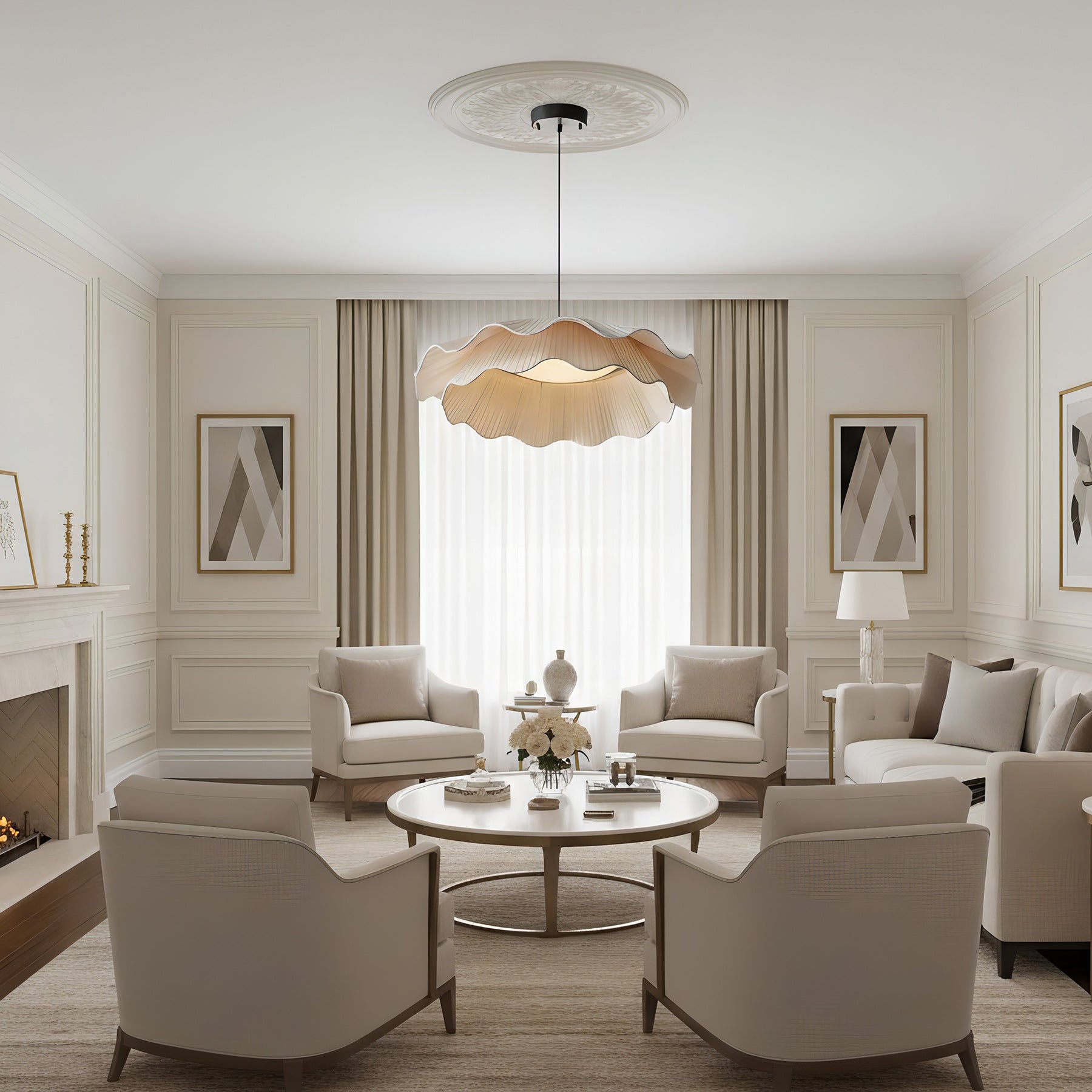 Stonewood Fabric Wave Pendant Light