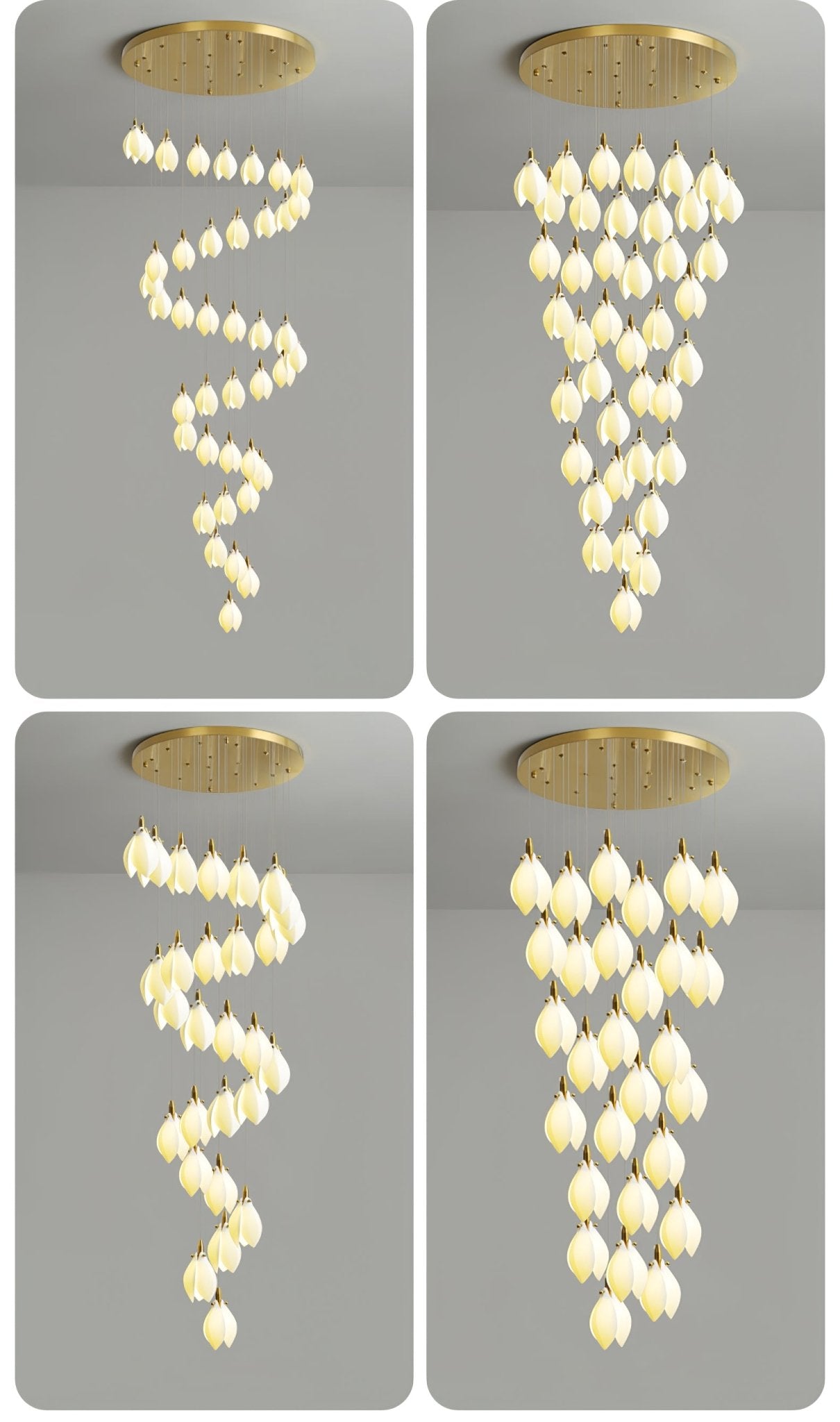 Caphayra Floral Ceramic Brass Chandelier