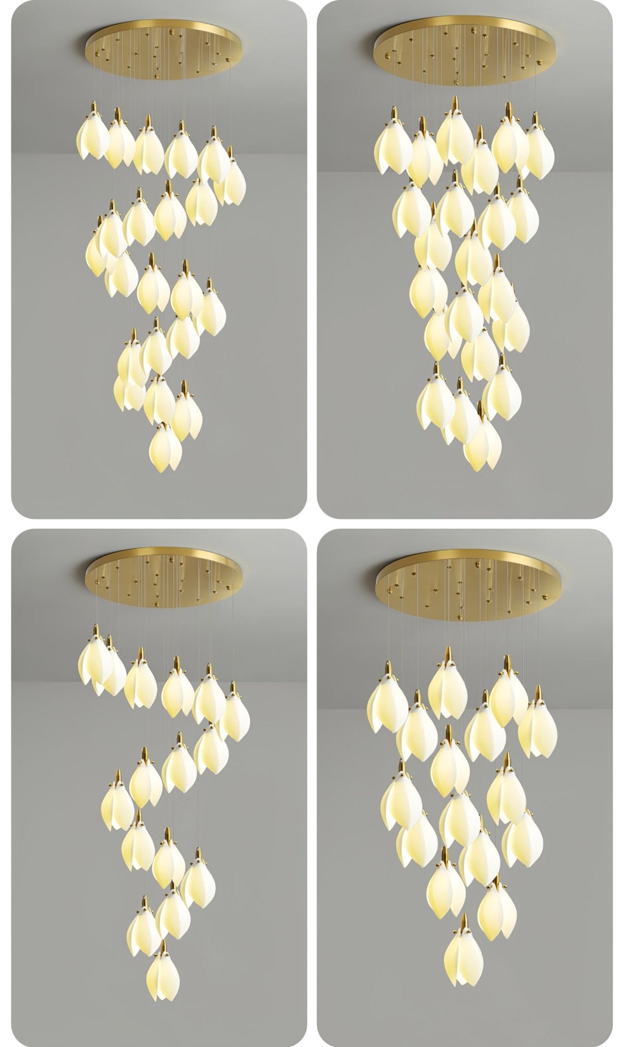 Caphayra Floral Ceramic Brass Chandelier