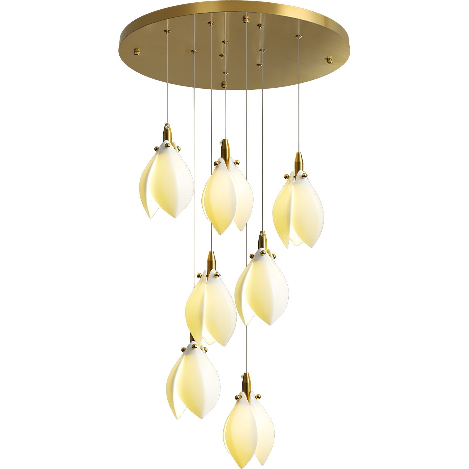 Caphayra Floral Ceramic Brass Chandelier