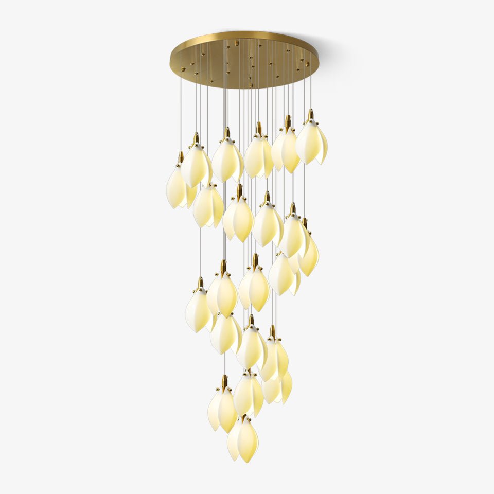 Caphayra Floral Ceramic Brass Chandelier
