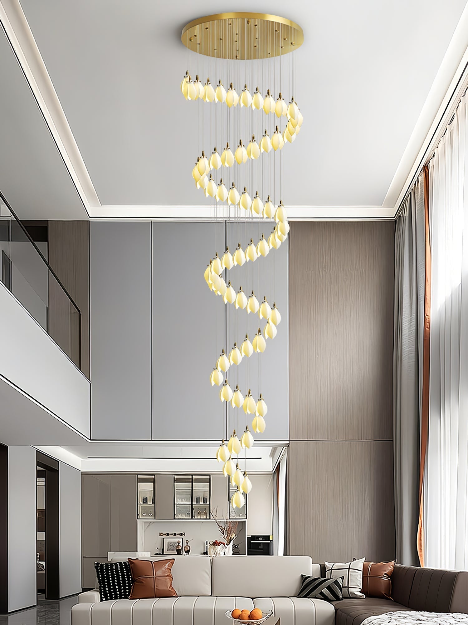 Caphayra Floral Ceramic Brass Chandelier