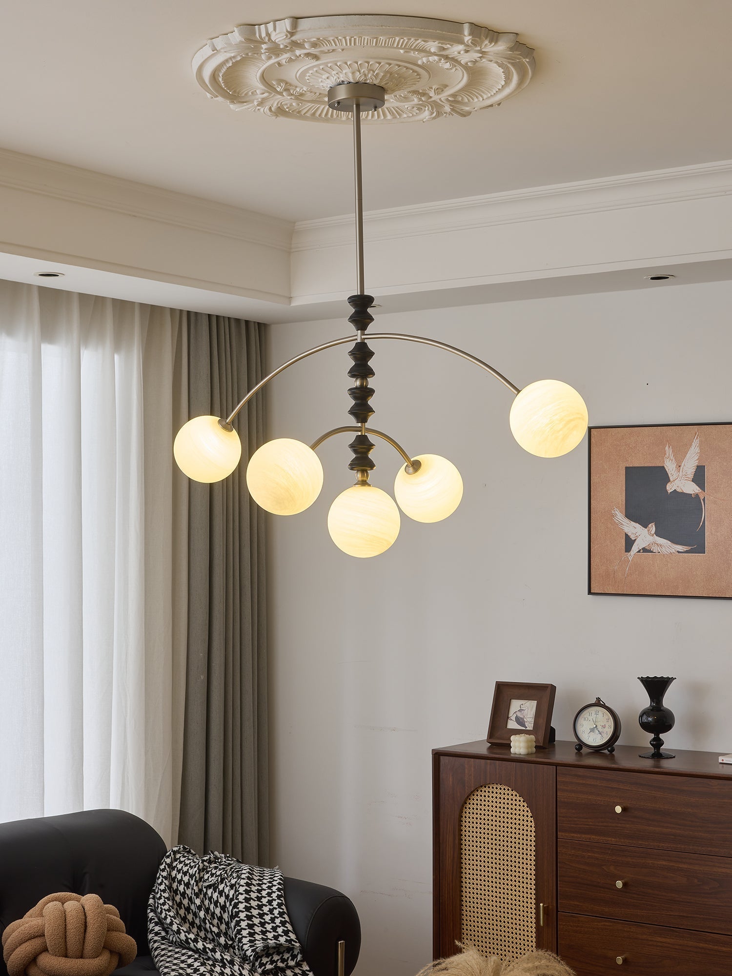 Cucarara Traditional Nordic Art Arc Wood Chandelier