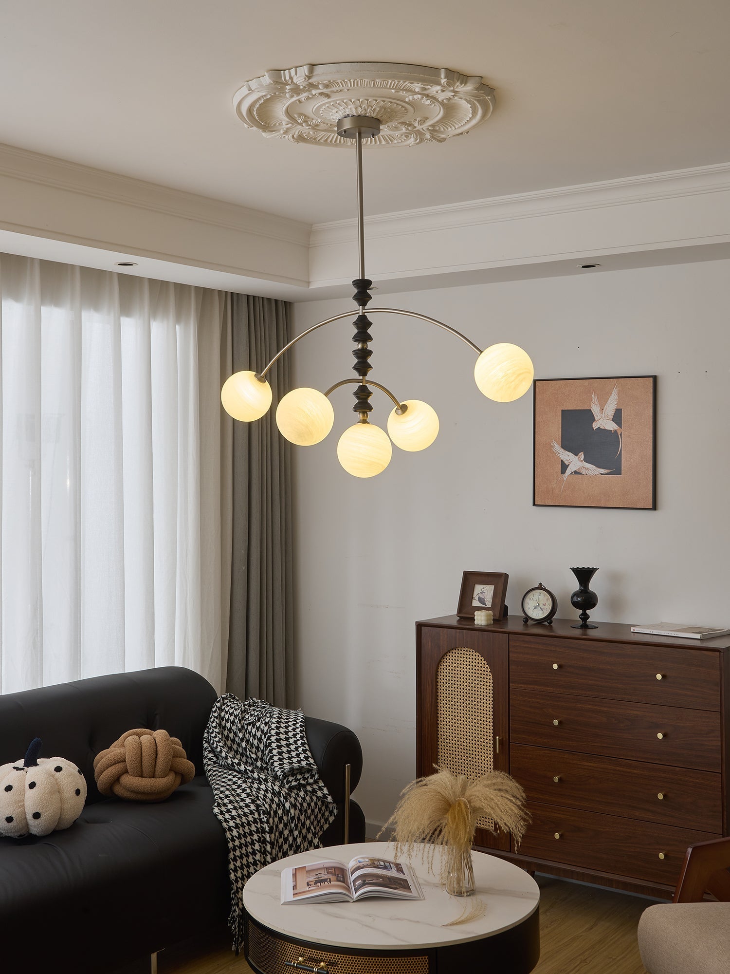 Cucarara Traditional Nordic Art Arc Wood Chandelier