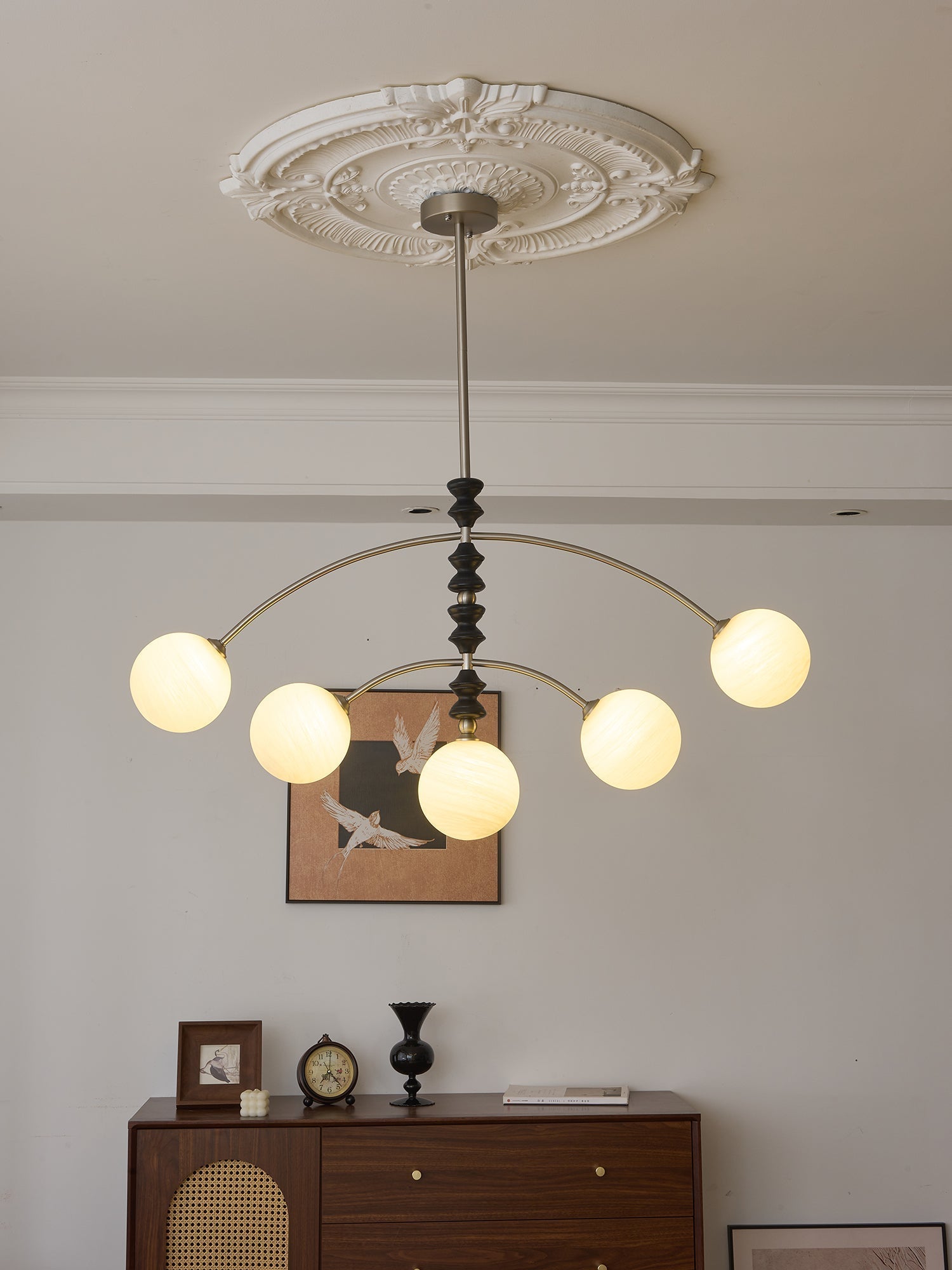 Cucarara Traditional Nordic Art Arc Wood Chandelier