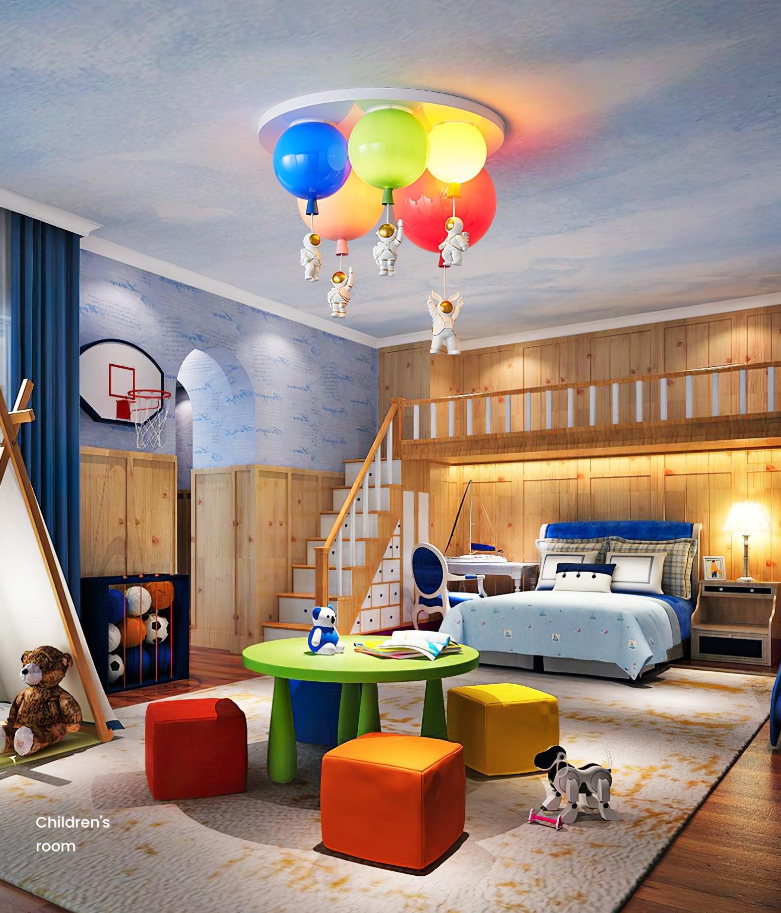 Lumanelle Ceiling Lamp Astronaut Glossy Balloon for Kid's Room