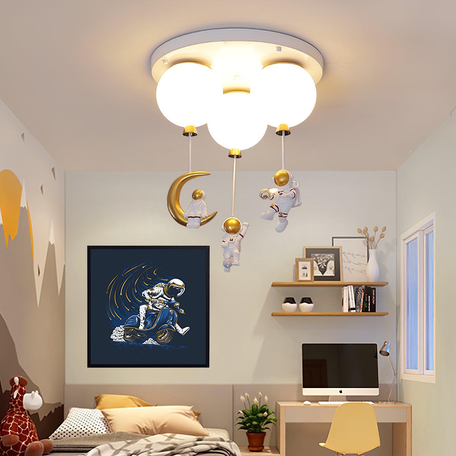 Lumanelle Ceiling Lamp Astronaut Glossy Balloon for Kid's Room