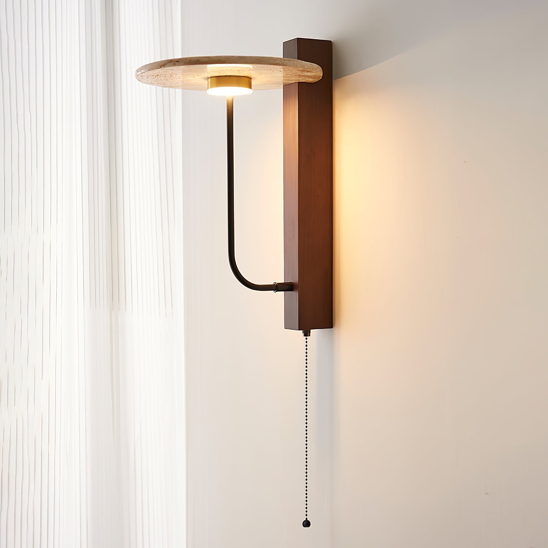 Viphayra Lever Arm Travertine Wall Light