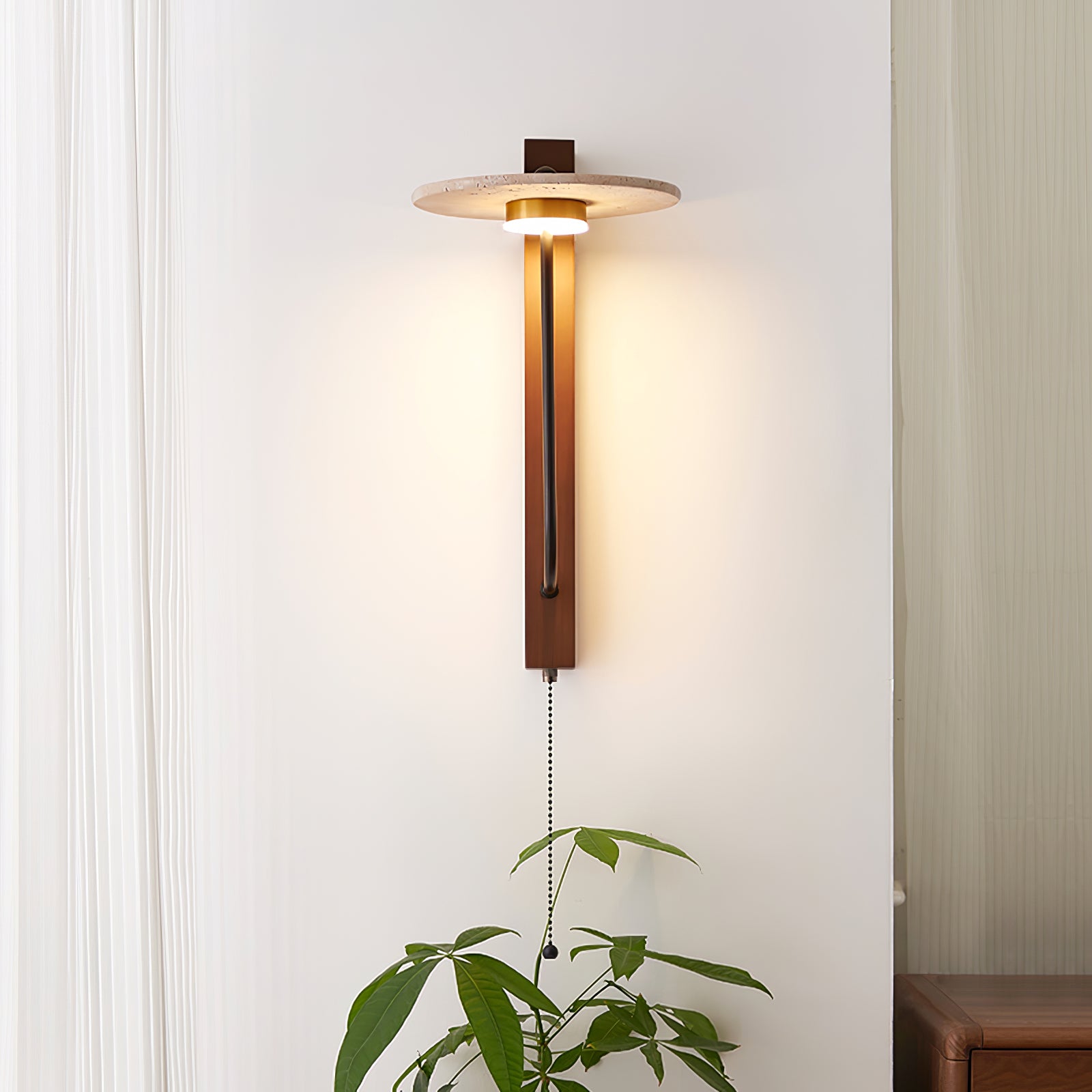 Viphayra Lever Arm Travertine Wall Light