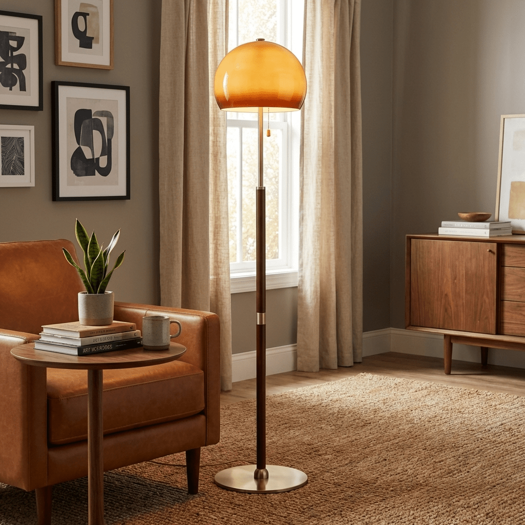 Terielella Amber Dome Floor Lamp