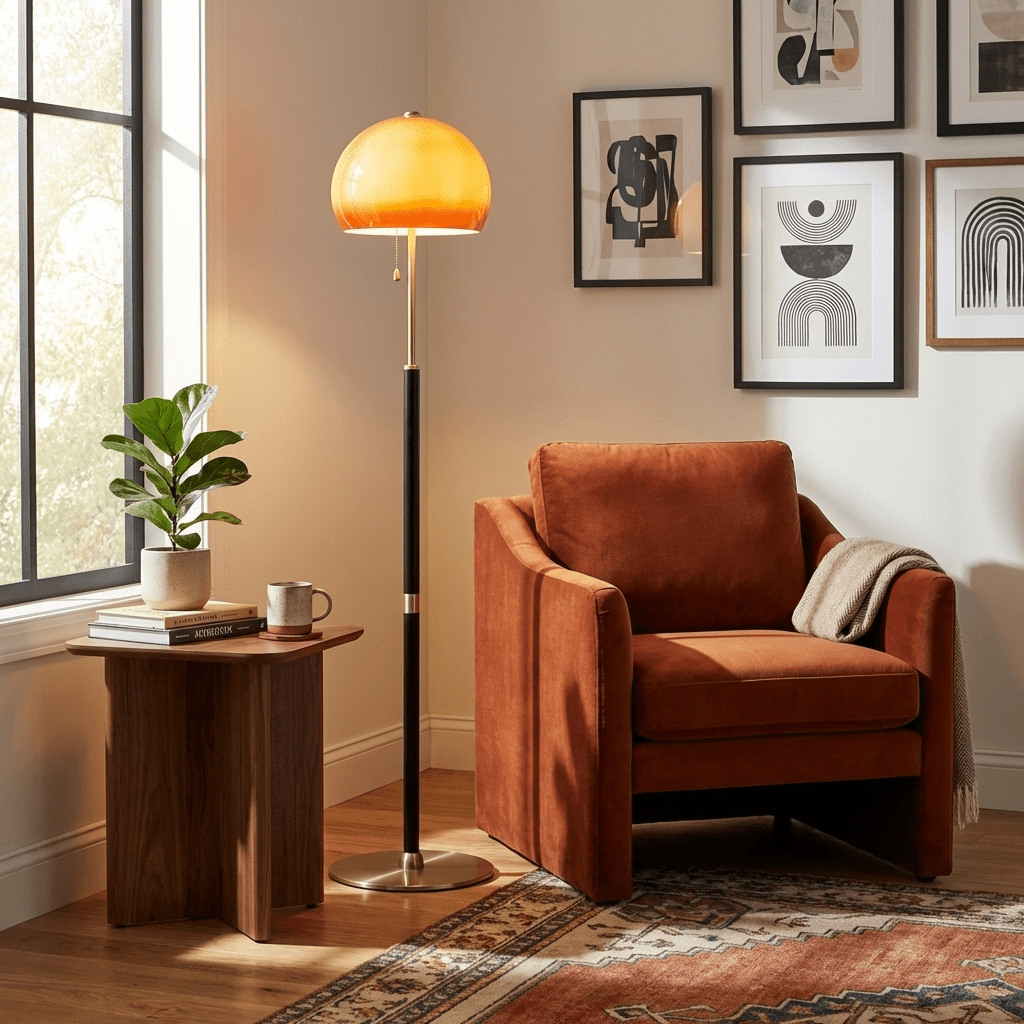 Terielella Amber Dome Floor Lamp