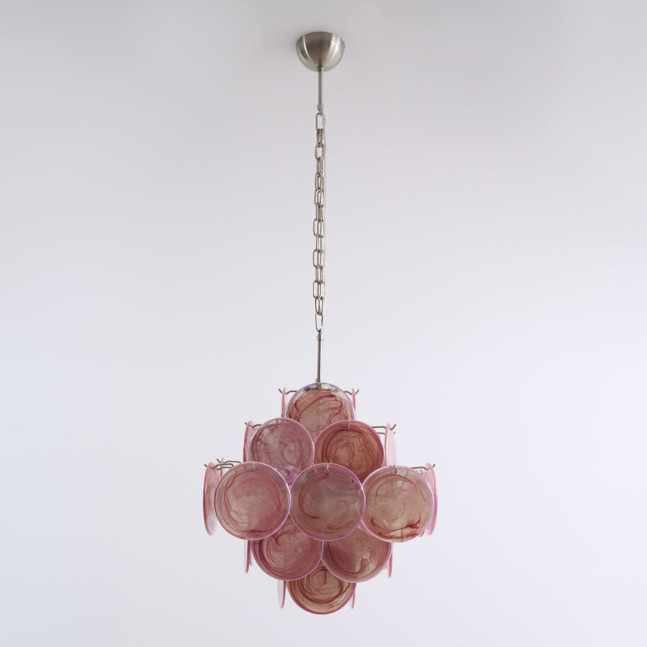 Celeian Chandelier Pink Glass Disc Layered Romantic