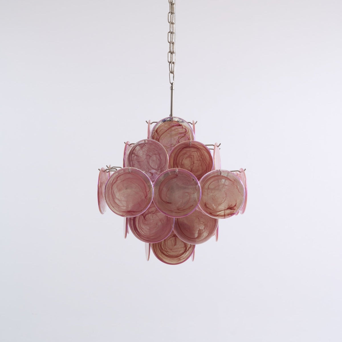 Celeian Chandelier Pink Glass Disc Layered Romantic