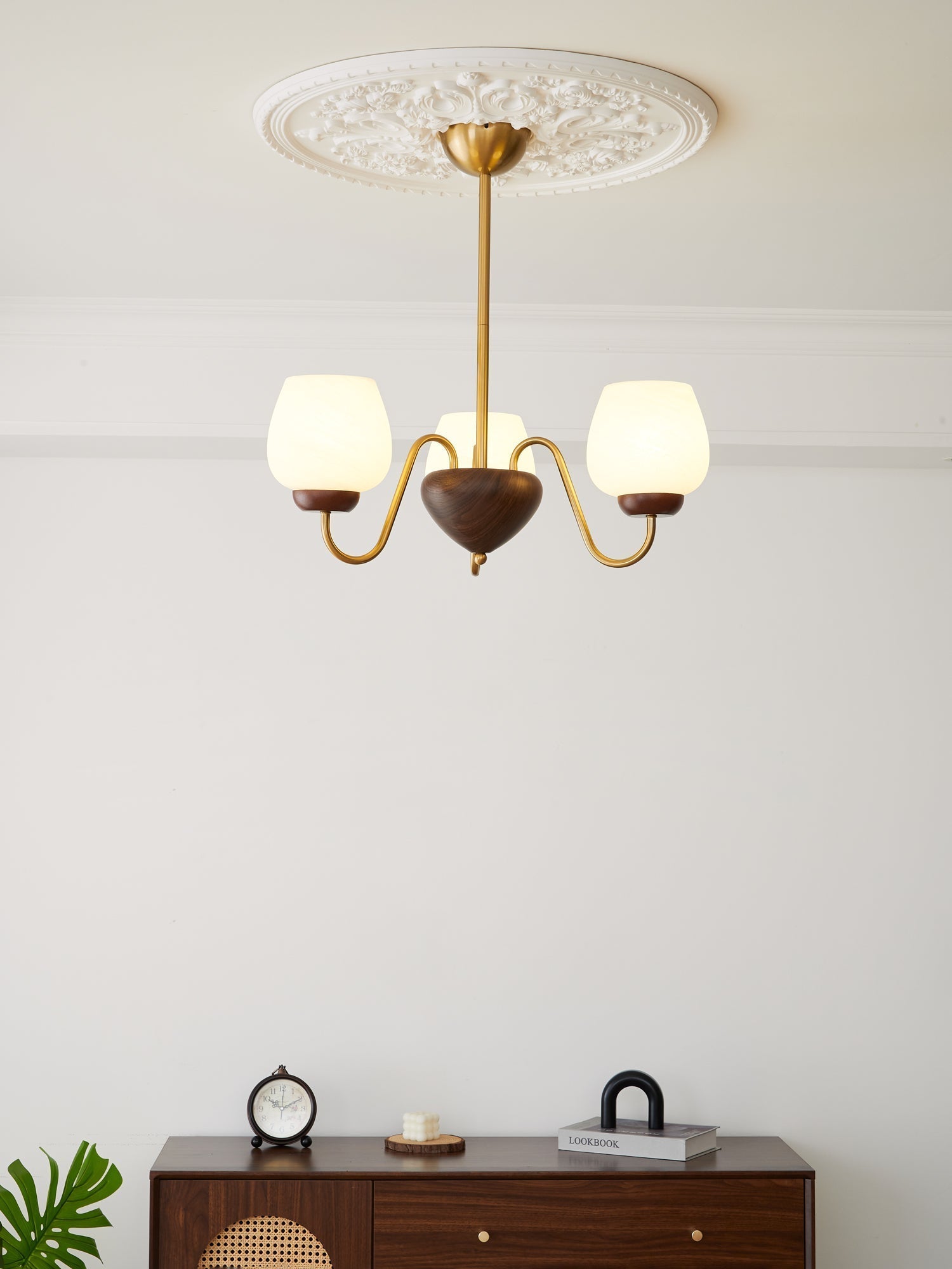 Sytheiel Premium Elegance Wood Glass Chandelier