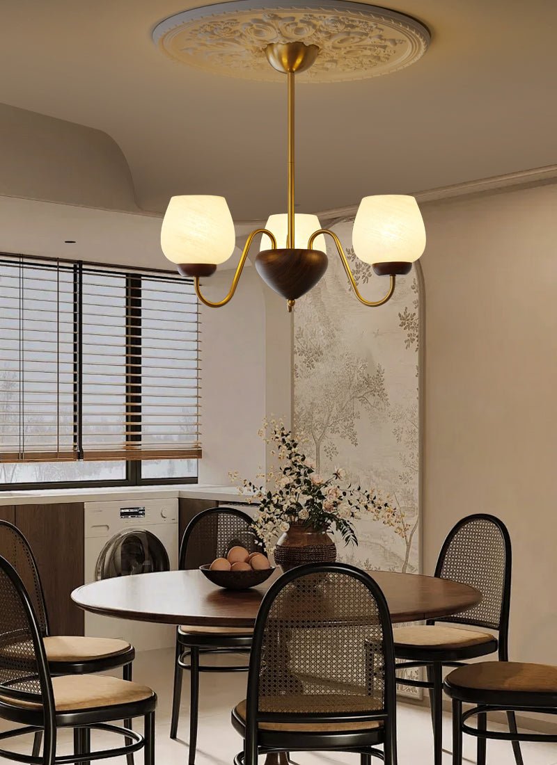 Sytheiel Premium Elegance Wood Glass Chandelier