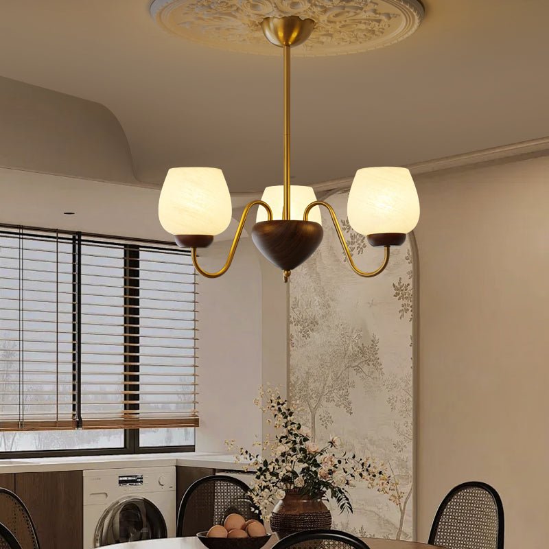 Sytheiel Premium Elegance Wood Glass Chandelier