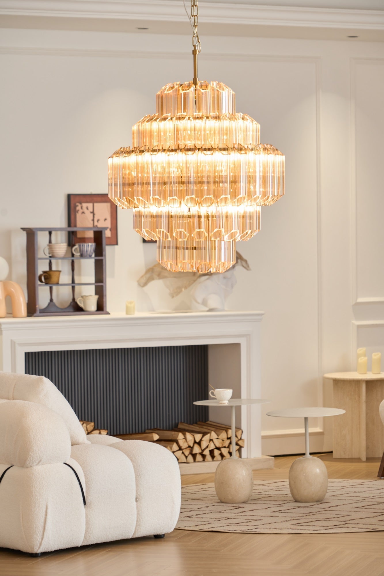Liorerira Chandelier Aurum Cascade Murano Glass Prism Art