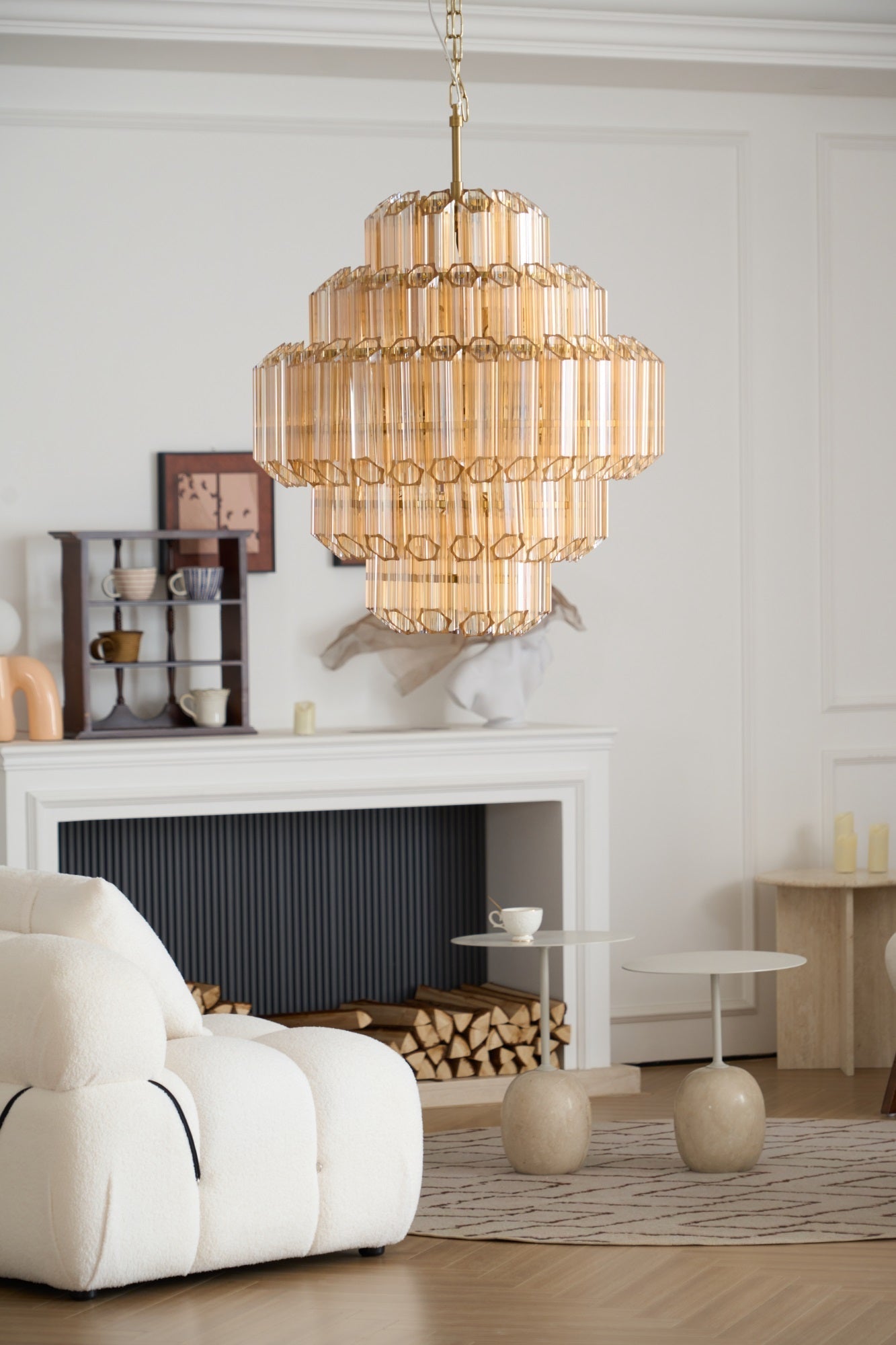 Liorerira Chandelier Aurum Cascade Murano Glass Prism Art