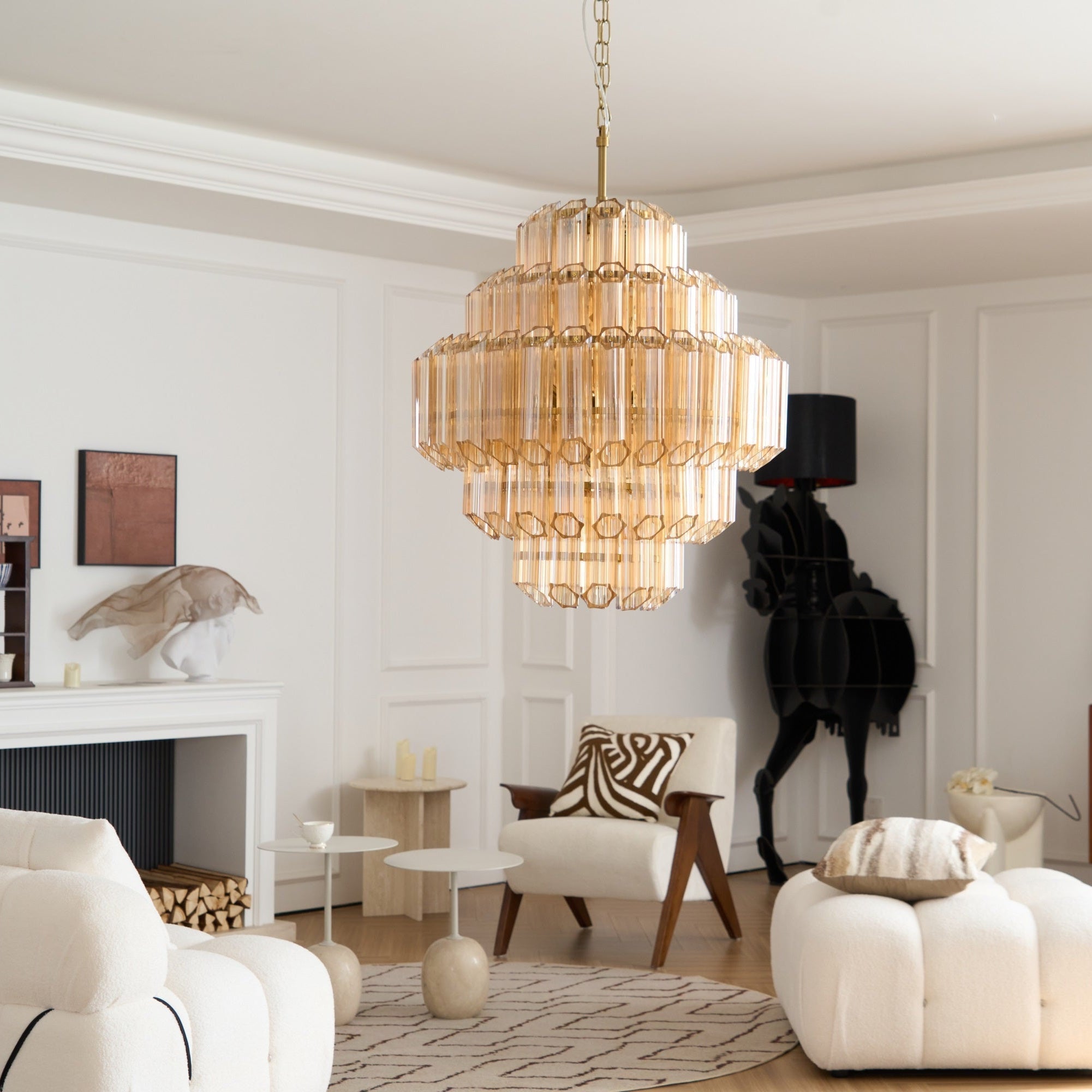 Liorerira Chandelier Aurum Cascade Murano Glass Prism Art