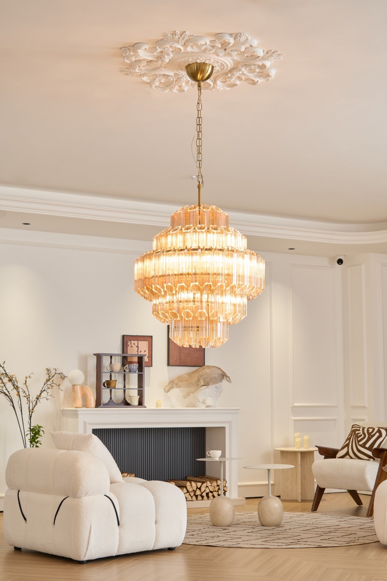Liorerira Chandelier Aurum Cascade Murano Glass Prism Art