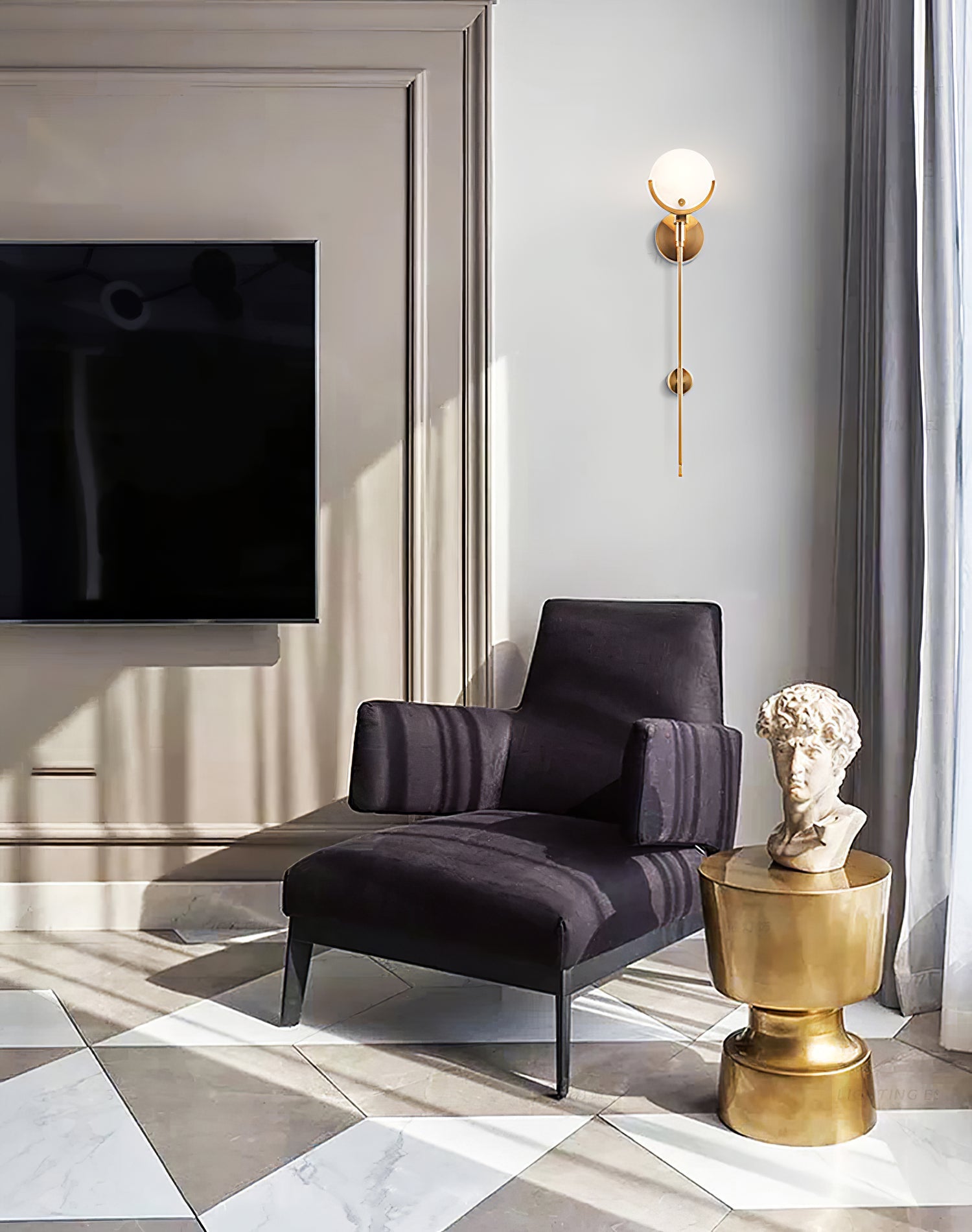 Lumibrook Cradle Alabaster Globe Indoor Wall Light