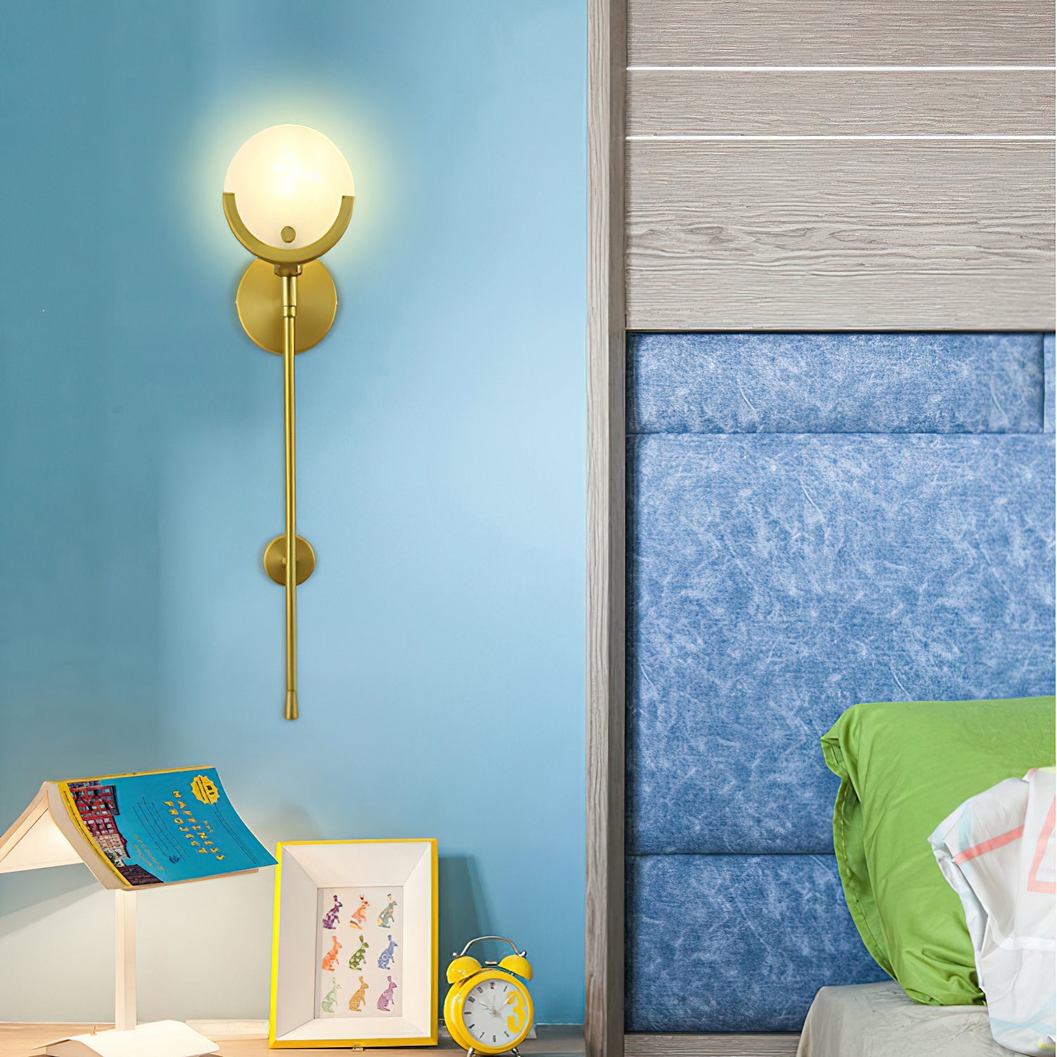 Lumibrook Cradle Alabaster Globe Indoor Wall Light