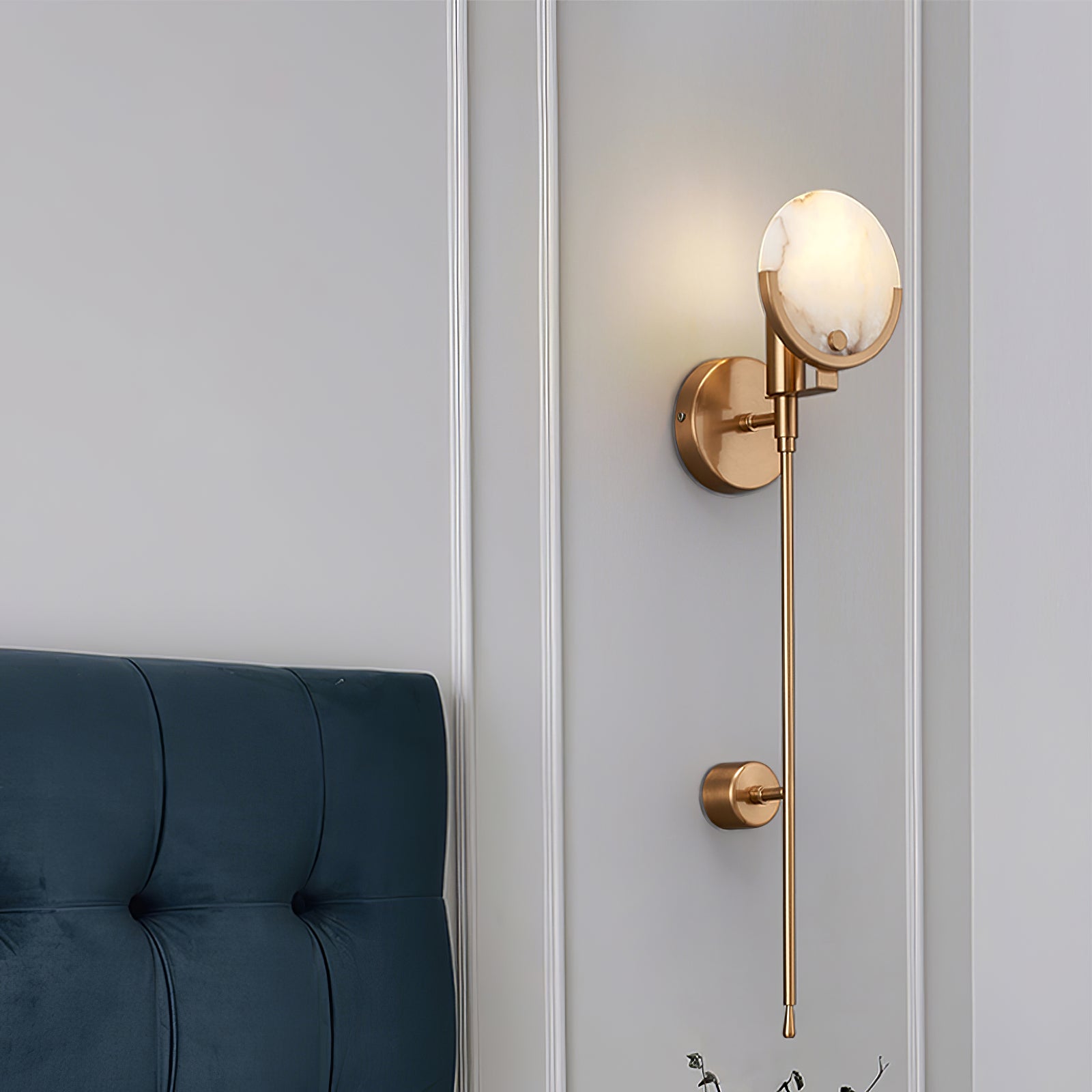 Kristy Brass Sconce Alabaster